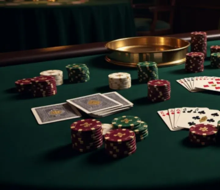 Blackjack zsetonok és kártyalapok közelről a Dining Cornehh Hr kaszinói éttermében