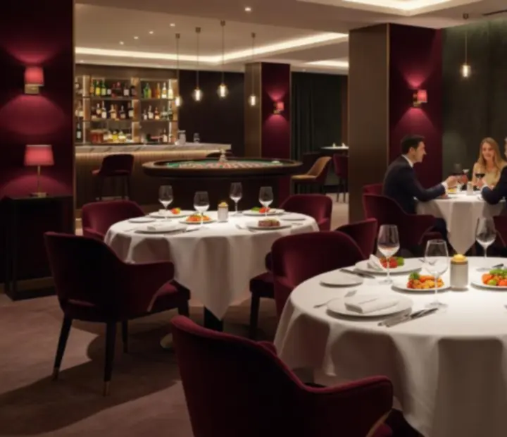 Kaszinói étterem elegáns étkezőtere és lounge hangulata a Dining Cornehh Hr-ben