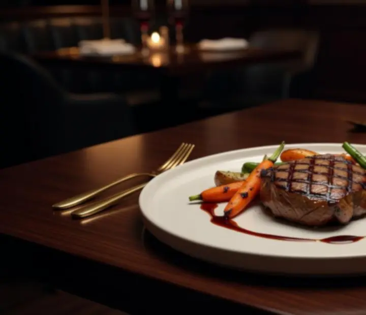 Érlelt steak tálalva a Dining Cornehh Hr kaszinói étteremben